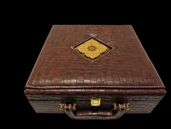 3+2 Jar Brown Leather Briefcase (MDF + Leather) — FloralforU