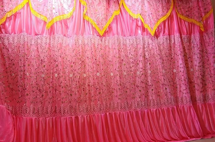 Bright Lycra Net Daman Work Pink — FloralforU